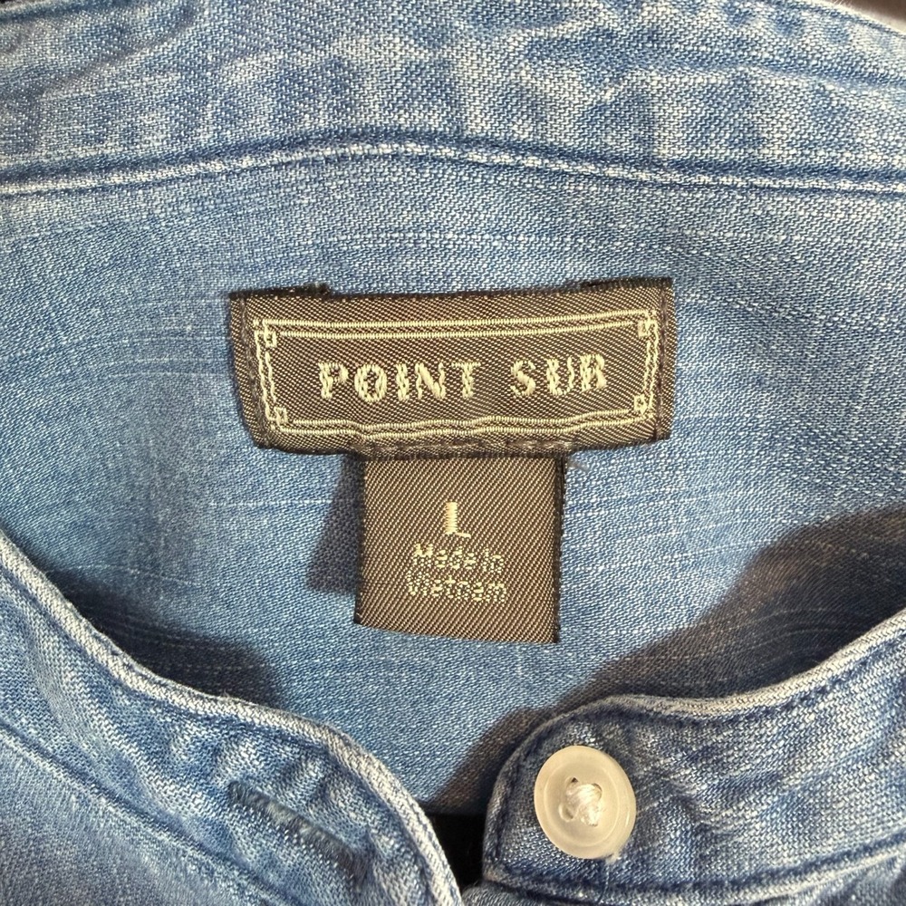 Point Sur Chambray Button Front Blouse Shirt Lyocell Farmhouse Western Cowgirl L - Picture 4 of 8